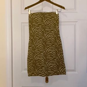 Green Zebra Print Strapless Dress